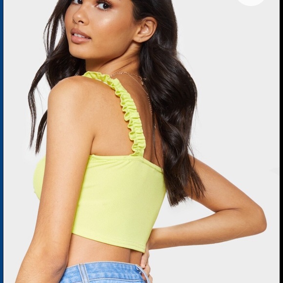 Light Lime Rib Ruffle Detail Crop - Picture 4 of 4